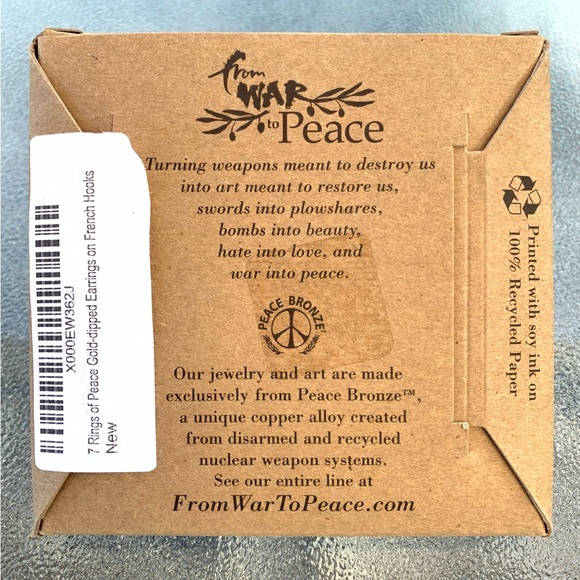 Gold-Dipped Bronze Seven Rings of Peace Floral Dangling Earrings - Picture 3 of 3